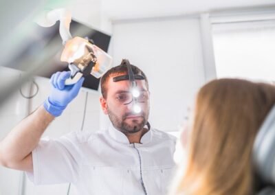 Patient receiving cosmetic dental care